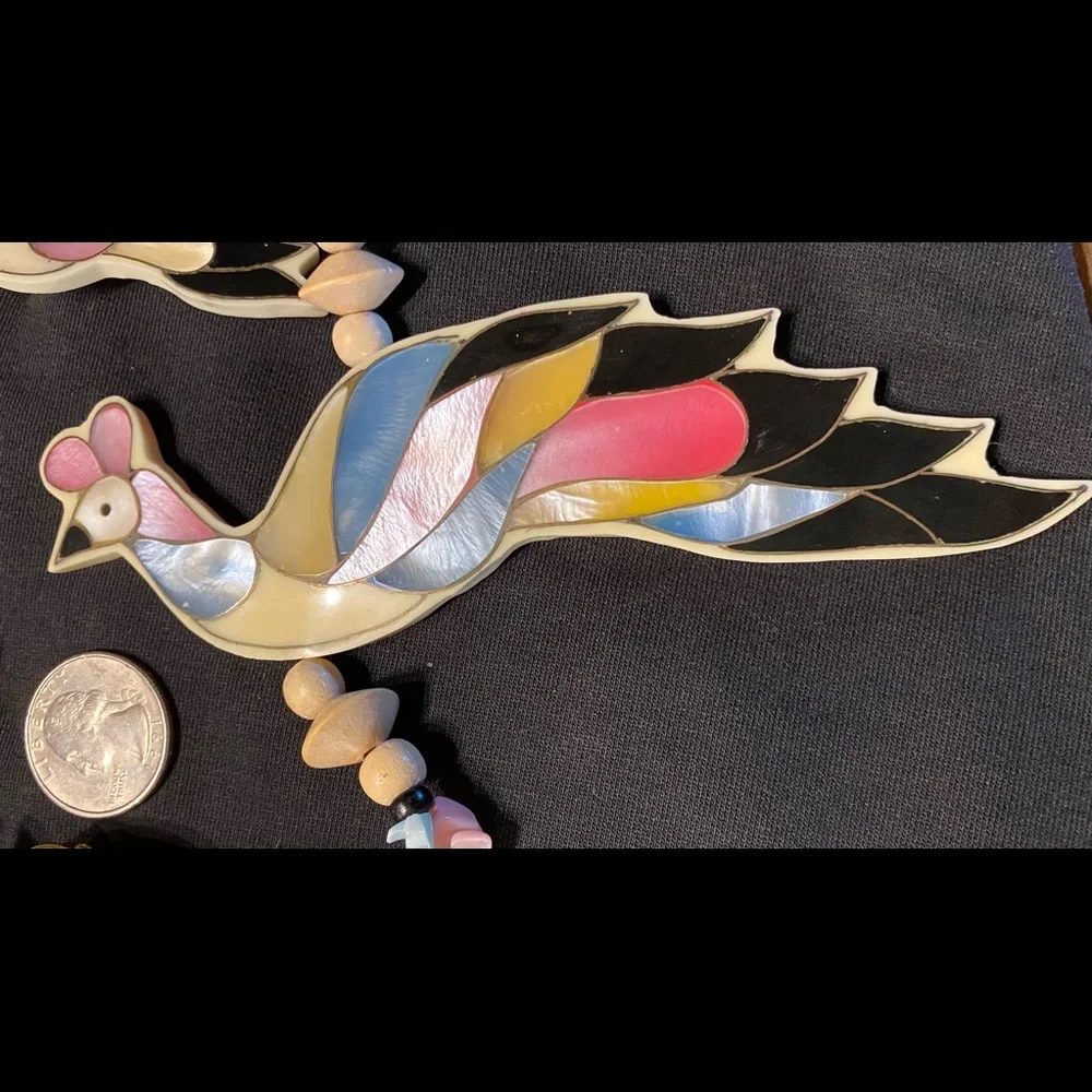 Lee Sands peacock necklace and earrings . Good vintage condition. - Picture 3 of 3